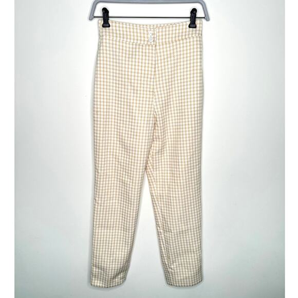 Song of Style (Revolve) Janie Beige White Check Pants, Women's Size X-SMALL - Picture 1 of 7